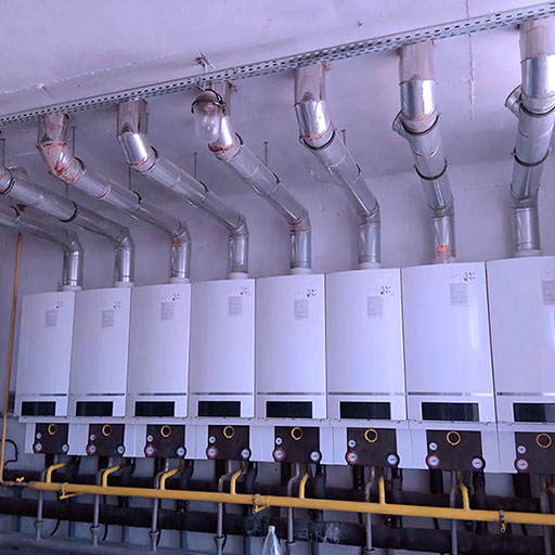 Centralised gas-fired hot water plant